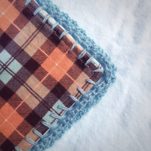 Load image into Gallery viewer, &quot;Little Boy Blue&quot; Handcrafted Blue Plaid Baby Blanket with Lattice Crocheted Edging