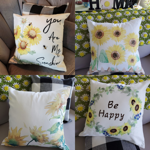 Yellow Sunflower, Spring and Summer Pillow Covers.