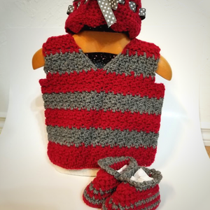 Handcrafted 3-6mo Crocheted Baby Vest Set Perfect For Fall and Winter