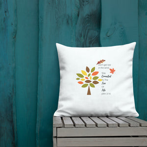 Fall Premium Pillow - "Don't Get Lost In The Wind...Stay Connected To The Tree Of Life"