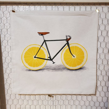 Load image into Gallery viewer, New Bright Bold Play On Yellow Citrus. Bike Hidden Zipper Pillow Cover Size 18x18in