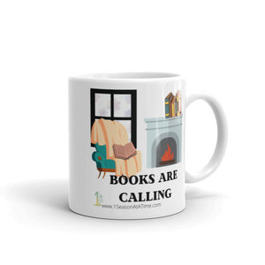 "Snow Is Falling, Books Are Calling" Winter White glossy mug