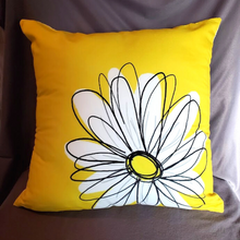 Load image into Gallery viewer, New Bright Bold Yellow With A Daisy. Hidden Zipper Pillow Cover Size 18x18in.