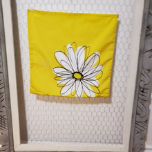 Load image into Gallery viewer, New Bright Bold Yellow With A Daisy. Hidden Zipper Pillow Cover Size 18x18in.