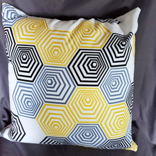 Load image into Gallery viewer, Bold Hexagon Abstract Yellow, Gray, Black 18x18 Pillow Cover  Without Pillow