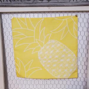 New Bold Yellow Pineapple Silhouette. Hidden Zipper Pillow Cover Size 18x18in.