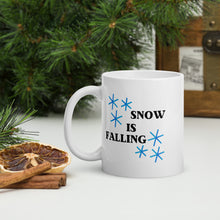 Load image into Gallery viewer, &quot;Snow Is Falling, Books Are Calling&quot; Winter White glossy mug