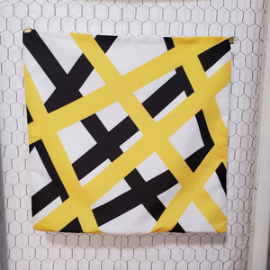 New Bold Yellow, Black, And White Abstract Hidden Zipper Pillow Cover Size 18x18in.